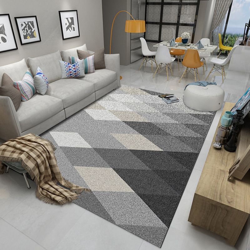 Multicolor Home Decoration Rug Scandinavian Geometric Carpet Polyester Washable Anti-Slip Backing Stain Resistant Rug