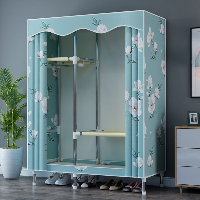 Steel Frame Wardrobe Armoire Contemporary Style Wardrobe with Shelves
