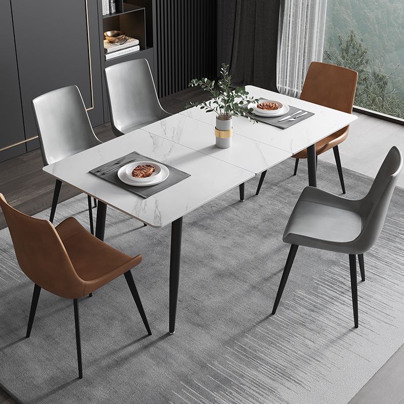 63''L Industrial Sintered Stone Table Extendable Rectangle Dining Table for Kitchen