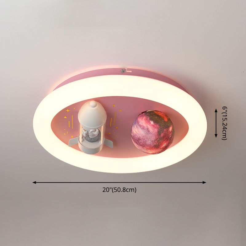 Cartoon métallique rond encastré LED lampe unique Chambre d'enfants encastré luminaire