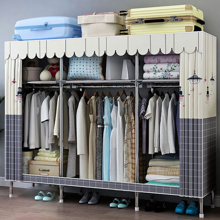 Modern Style Wardrobe Armoire Aluminum Alloy Frame Wardrobe Cabinet for Home