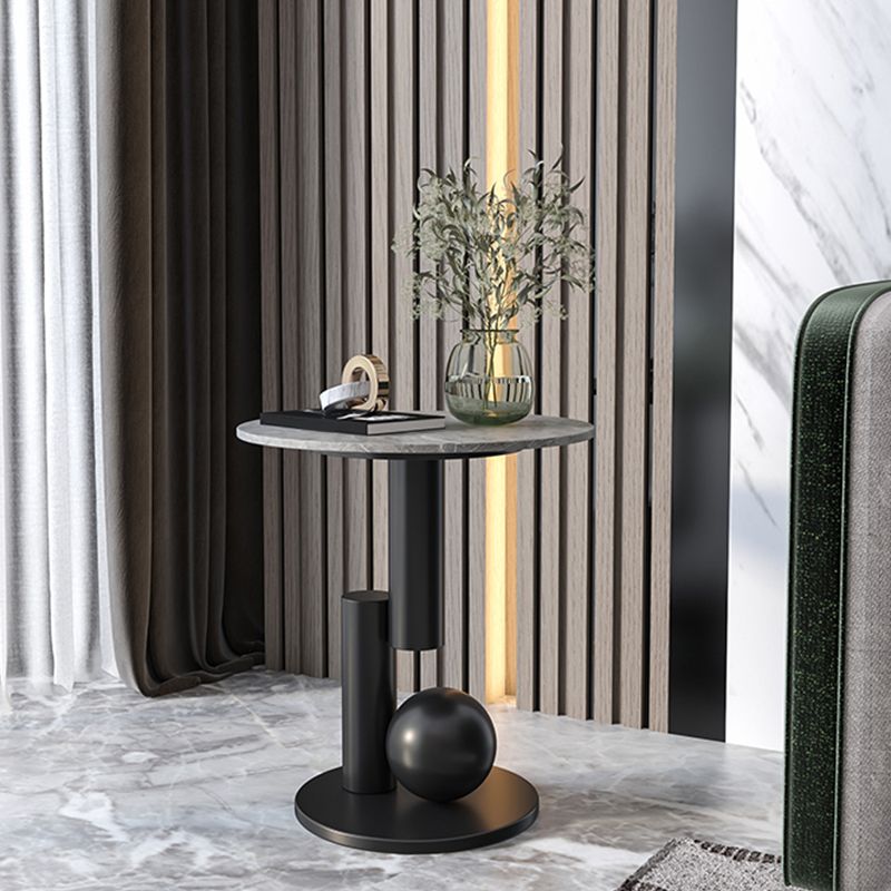 Mid-Century Modern Round Scratch-Resistant Accent Side Table Iron Pedestal End Table