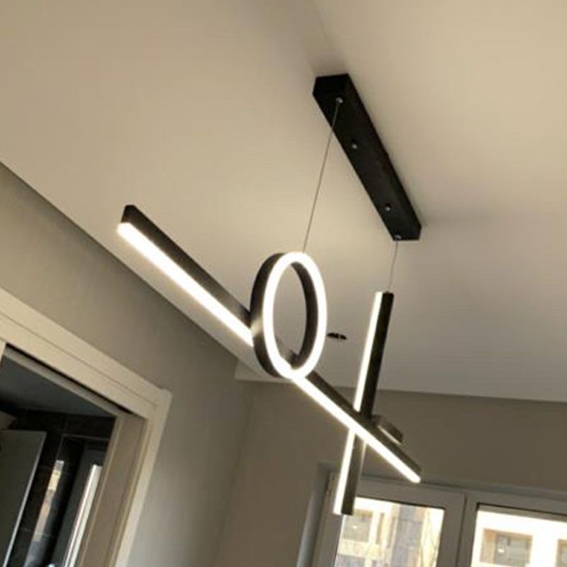 3 luces de isla lineal ligera Ideas de iluminación de isla de metal contemporánea para cocina