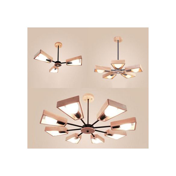 Moderner Sputnik Kronleuchter Anhänger Holz 3/5/8 Licht Schlafzimmer Hanging Lampe in Schwarz/Weiß