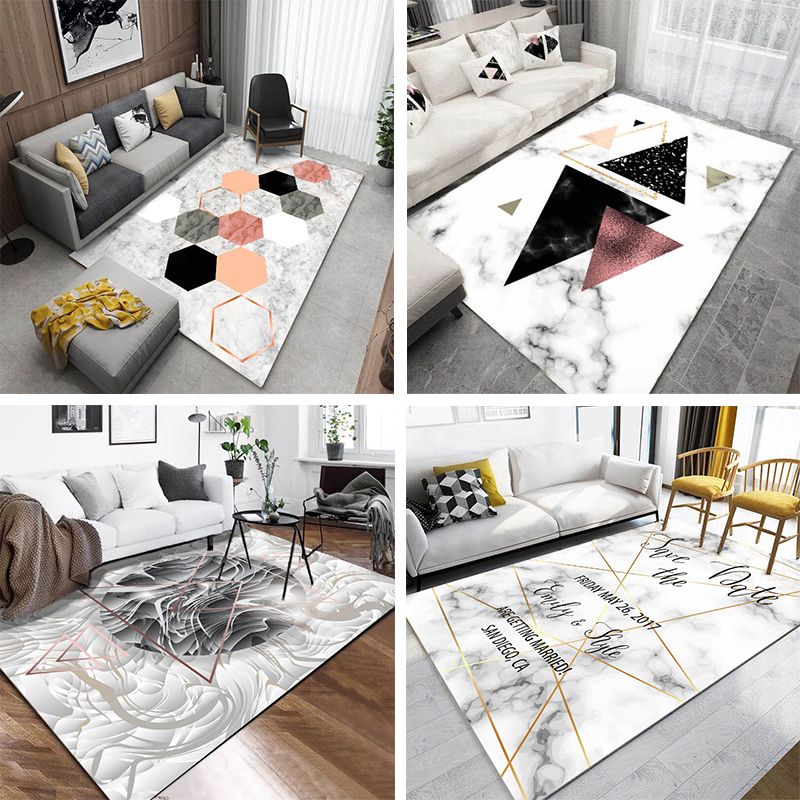 Modern Bedroom Rug Multi-Color Geometric Indoor Rug Pet Friendly Non-Slip Backing Area Carpet