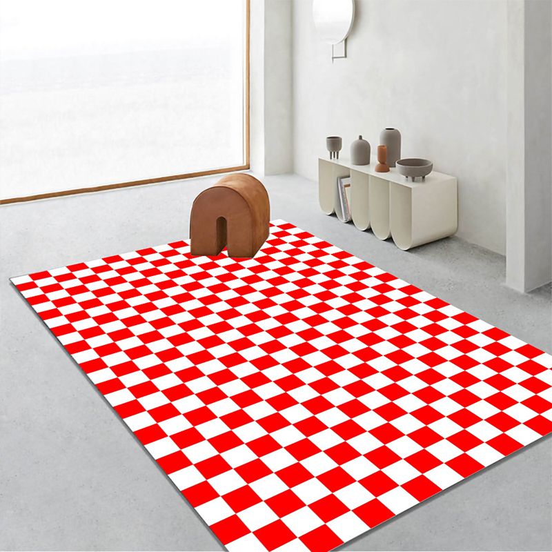 Contemporary Checkered Print Rug Polyester Carpet Stain Resistant Indoor Rug for Home Decoration