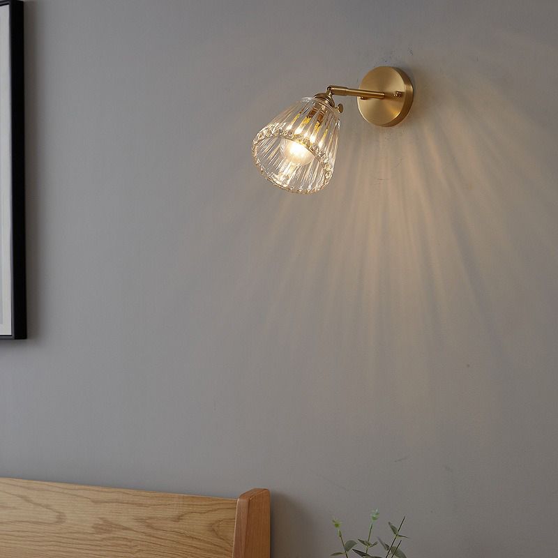 Glass Cone Shape Wall Light Industrial Style 1 Light Wall Light Sconce in Brass