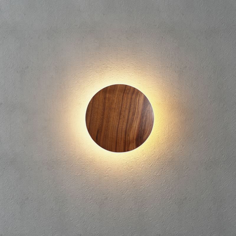 Stile minimalista Nordico Round Disc Sconce Lampada in legno 1 Prononi leggeri