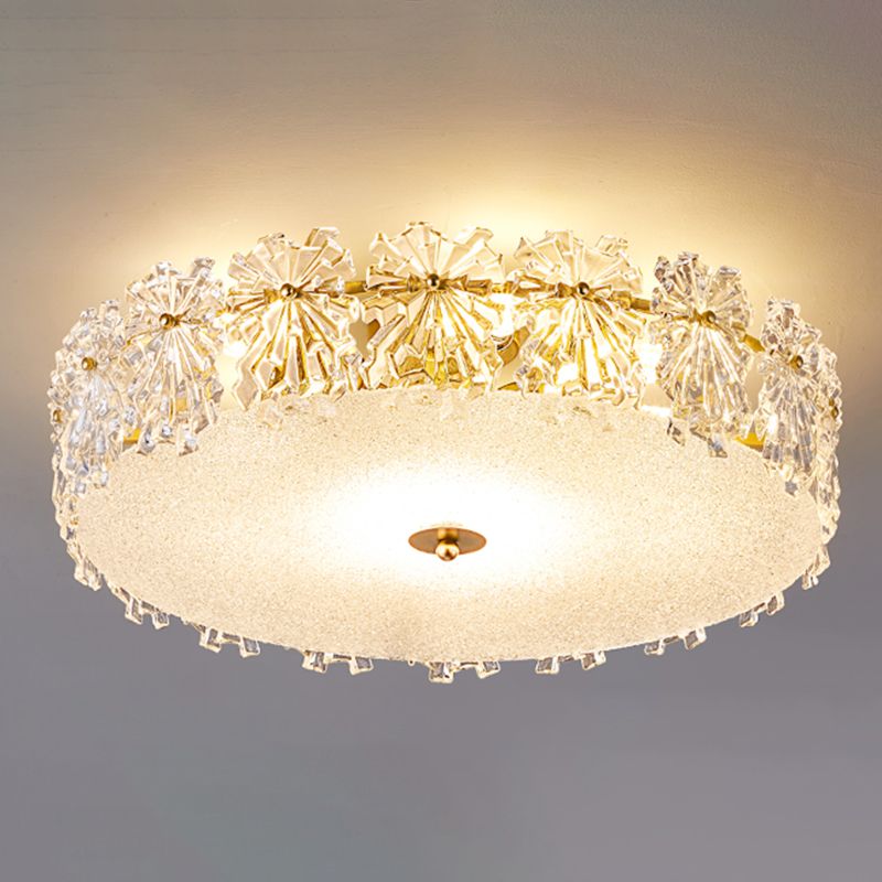 Plafonnier de forme ronde, montage encastré en fer de Style Simple et moderne avec abat-jour en verre pour allée et chambre à coucher