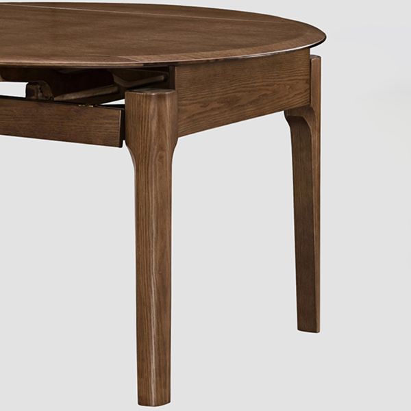Modern Style Brown Dining Table Round Solid Wood Dining Table with 4 Legs
