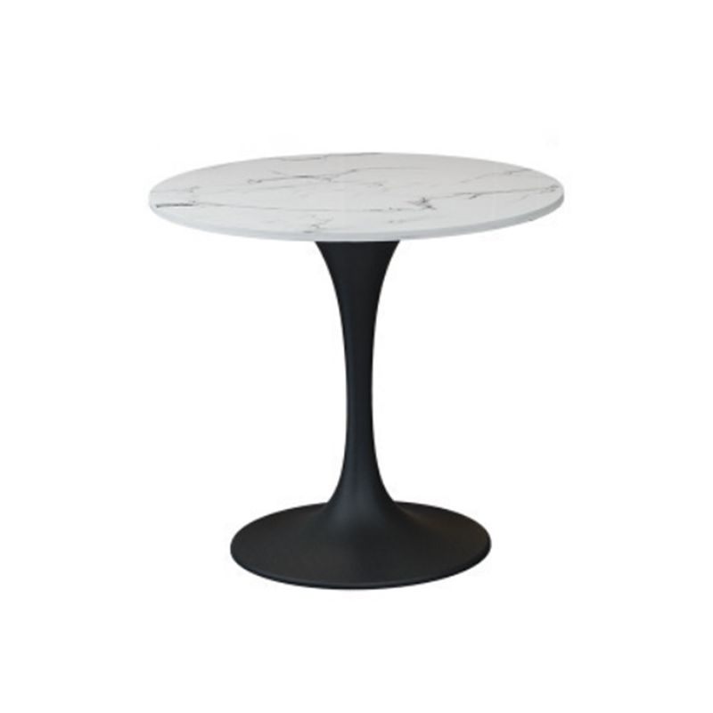 Round Black Base Dining Table Modern Stone Table for Kitchen