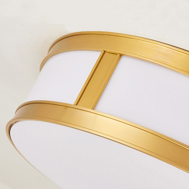 Montura de oro de vidrio en la circular de cobre de estilo clásico de cobre Luz de techo para sala de estar