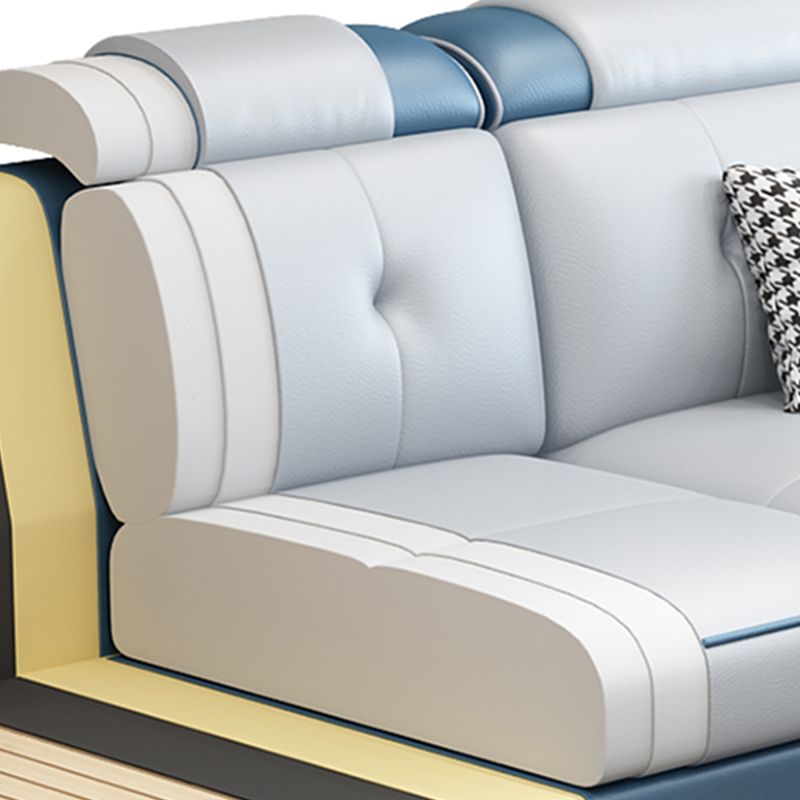 Faux Leather Slipcovered Modern Storage Sectional for Four People