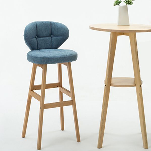 Taburete de bar de estilo escandinavo con respaldo bajo y patas de madera para restaurante y bar