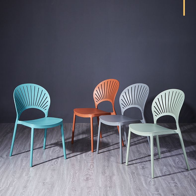 Modern Plastic Chair Open Back Dining Side Furniture in Matte Finish