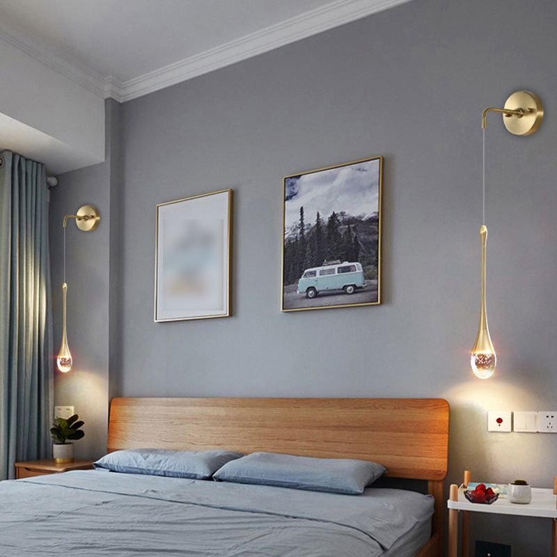 Unique Shape Crystal Wall Light Modern Style 1 Light Wall Mount Light for Bedroom