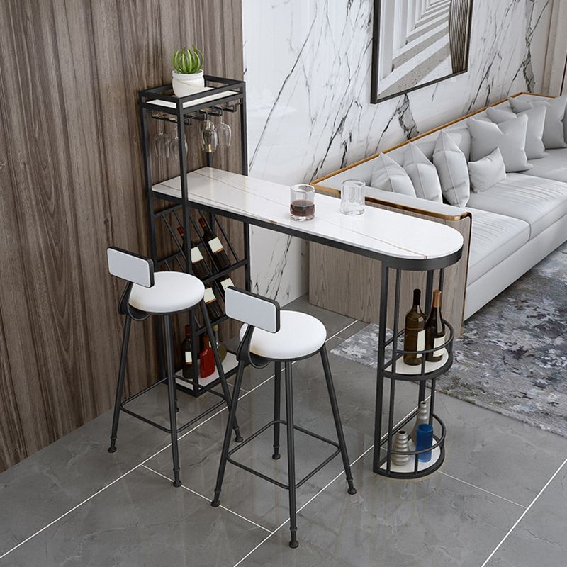 Glam Pub Table Specialty Bar Height Bar Table with Wine Rack