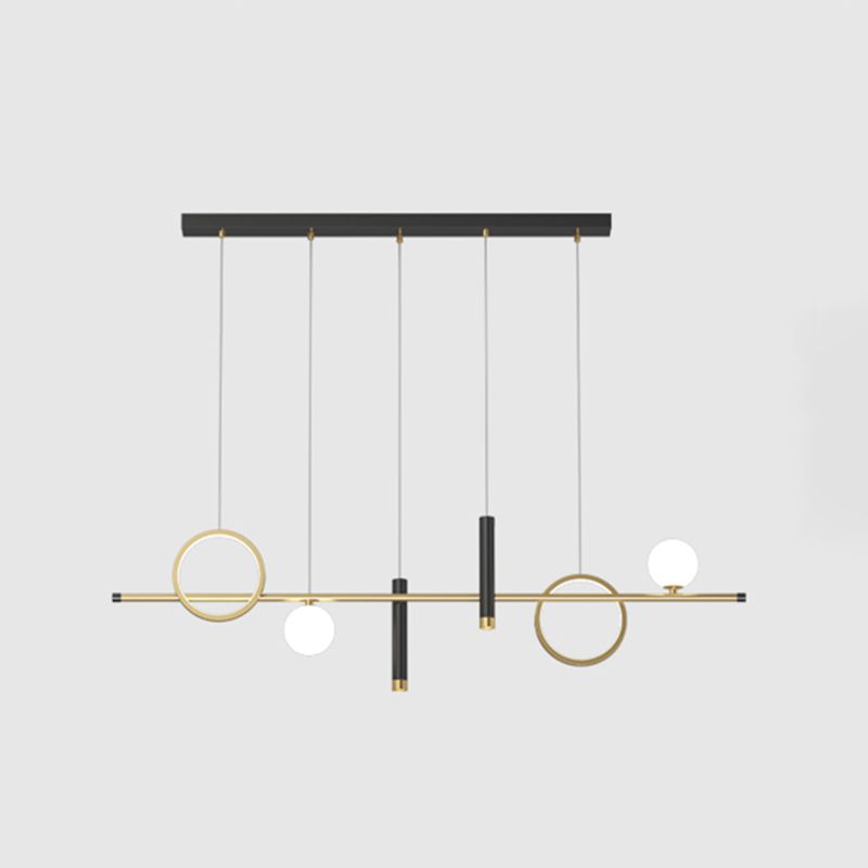 Luce a sospensione per isola a led nera e oro in moderna luce del soffitto in ferro battuto con lampada in alluminio