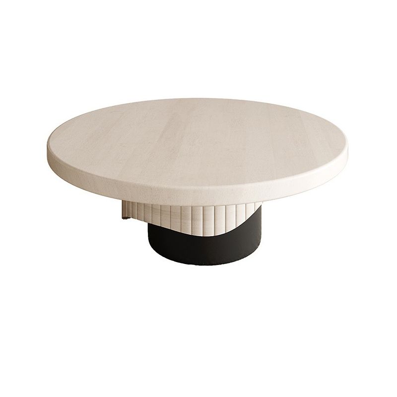 Contemporary Cocktail Table Pedestal Solid Wood Round Coffee Table
