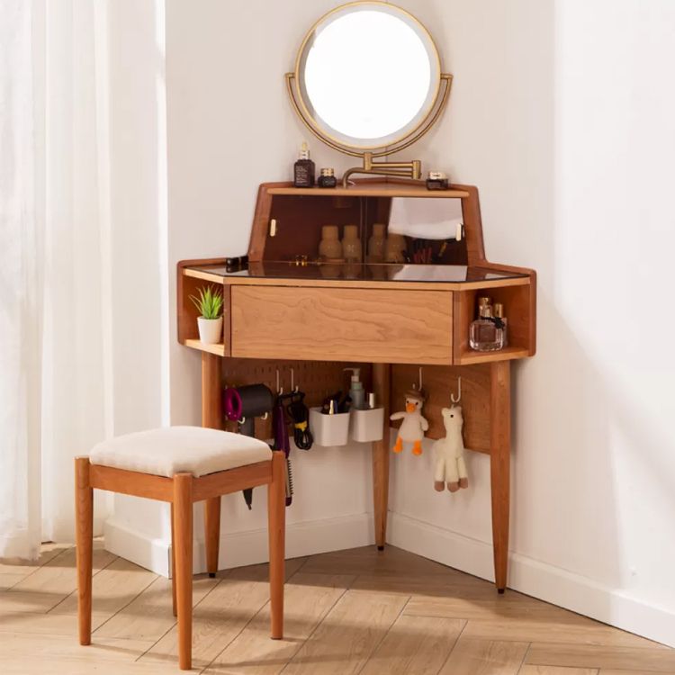 Contemporary Mirrored Glass Drawers Make-up Vanity with Storage for Bedroom