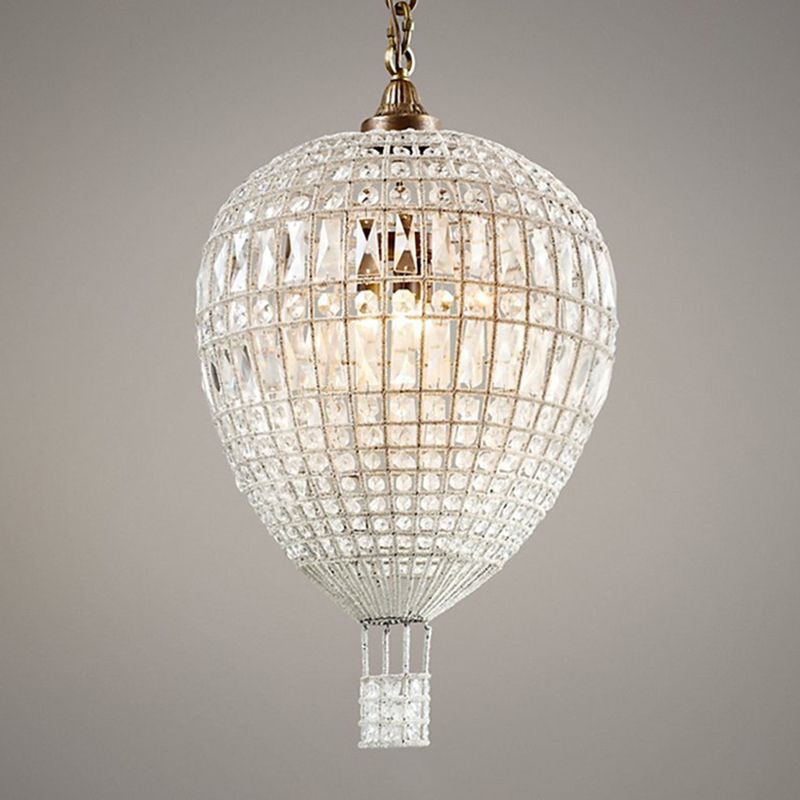 Crystal Balloon Suspension Pendant Light Modern 1-Light Bronze Chandelier for Living Room