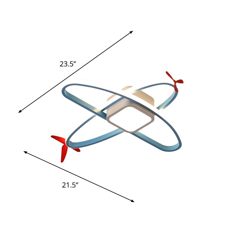 Acrylic Airplane Flush Light Fixture Cartoon Blue Integrated LED Ceiling Mount Lamp in Warm/White Light