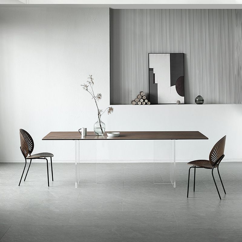 Modern Rectangle Dining Table Wooden Table with Plastic Legs for Home