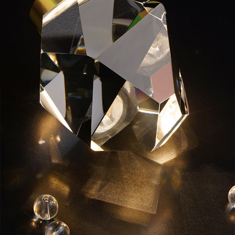 Luci dell'isola geometrica moderna a sospensione Crystal e Metal Island Lighting 7 Light in oro