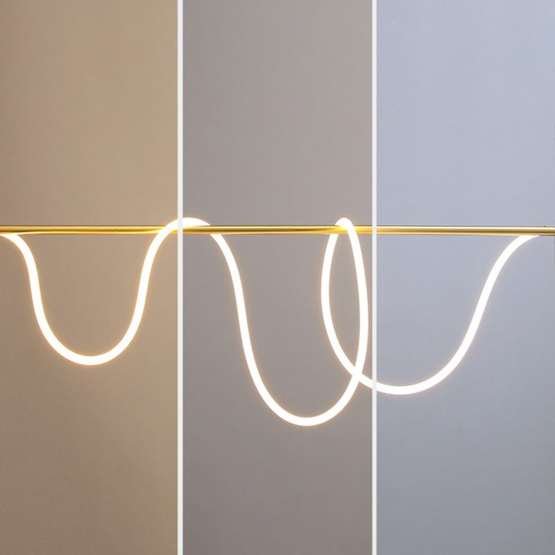 Modern Style Linear Down Lighting Pendant Metal 2 Heads Hanging Pendant Lamp