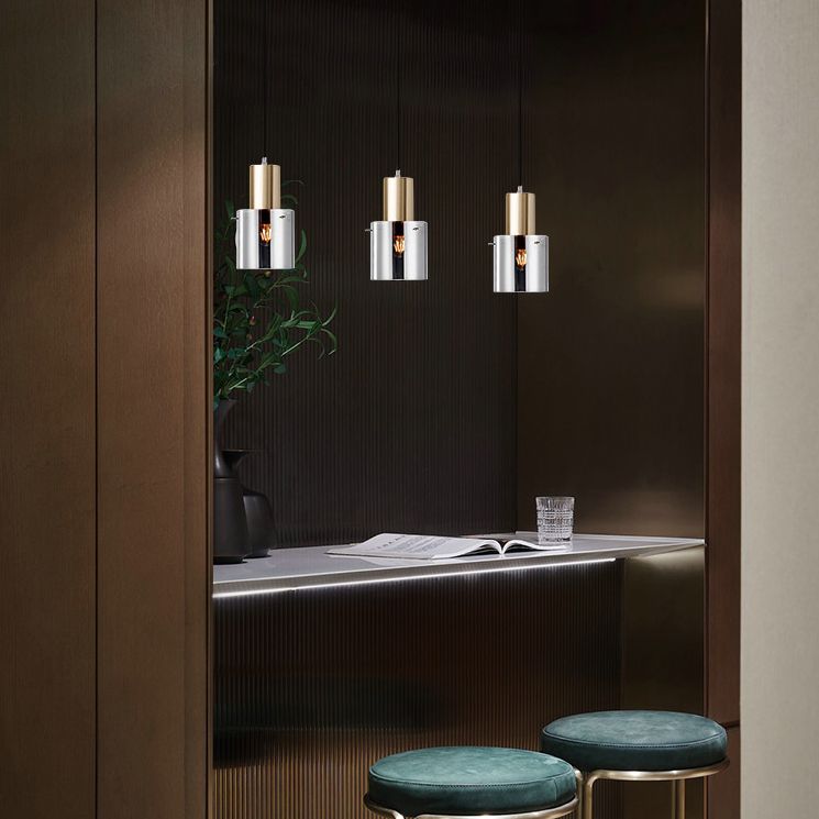 Metal Cylinder Pendant Light Nordic Modern Style Down Lighting for Living Room