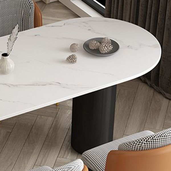 Mesa de comedor con tapa de piedra sinterizada de forma libre, mesa moderna con base de metal