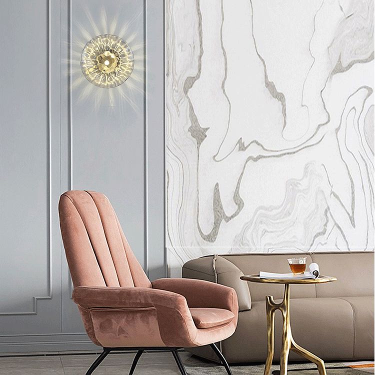 Modern Round Disc Wall Light Sconces Glass Sconce Lights for Living Room