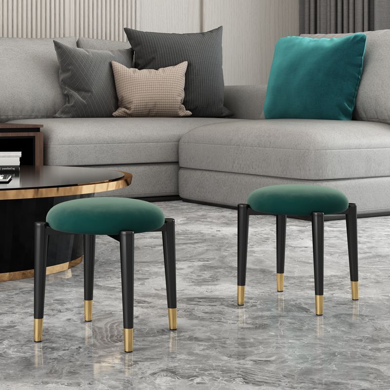 Contemporary Round Water Resistant Ottoman Faux Leather Upholstered Standard