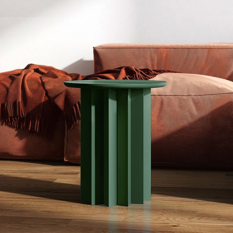 Scandinavian Round Solid Wood Top Side Table 19.6" Tall Pedestal End Table with