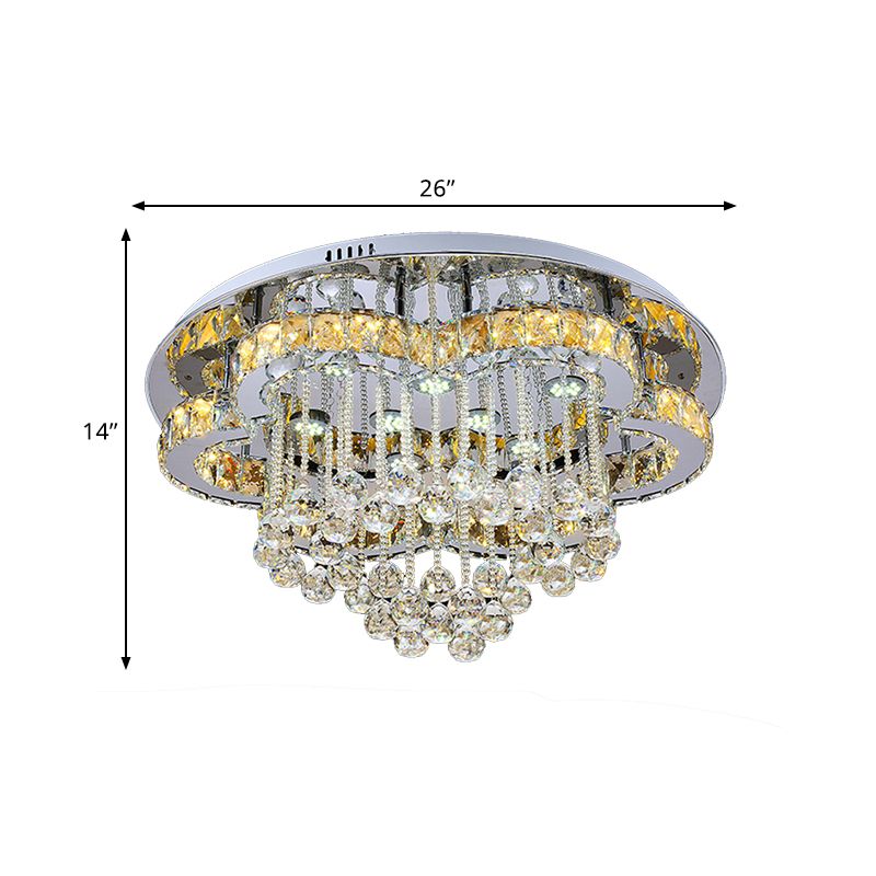 LED Crystal Orb Ceiling Light Fixture Minimal Chrome Finish Flower Living Room Flush Mount Lamp