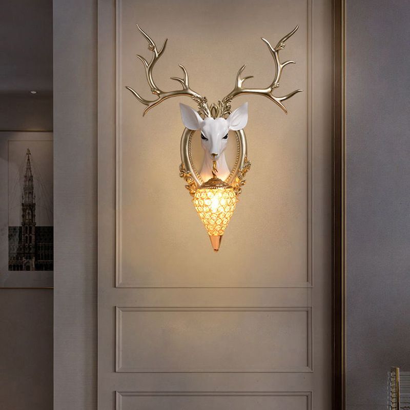 Creative Deer Wall Lighting Fixture Contemporary Crystal Wall Mount Light