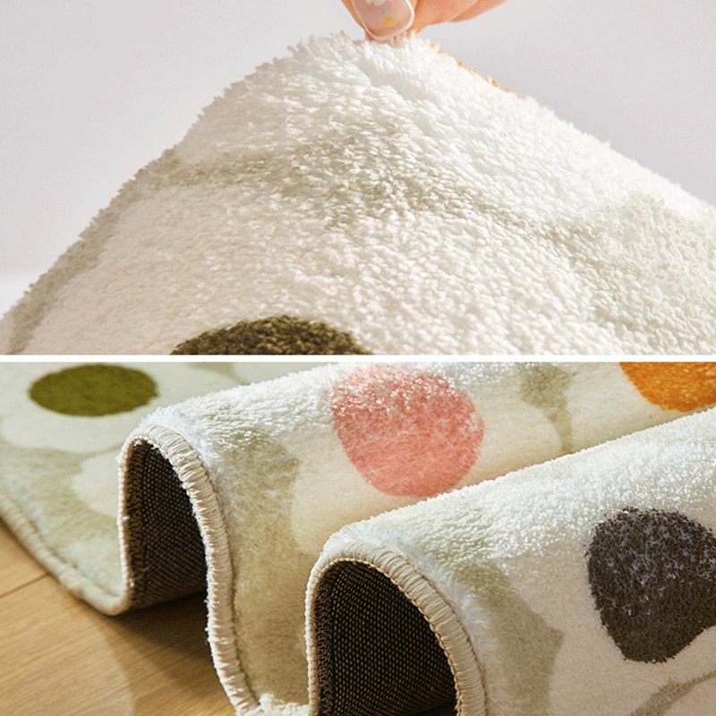 Fresh Floral Printed Rug Comfort Simple Round Carpet Polyester Non-Slip Backing Rug for Bedroom