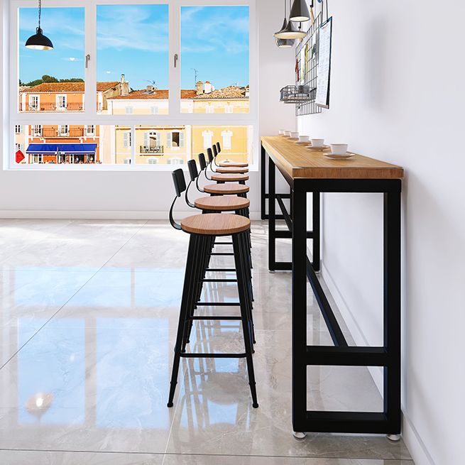 Industrial Style Iron Bar Stool Armless Bar Stool with Black Legs