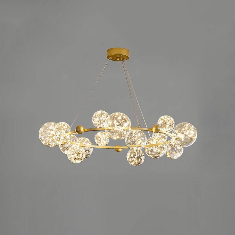 Simple Led Chandelier Light Multi Head Pendant Light with Glass Shade for Living Room