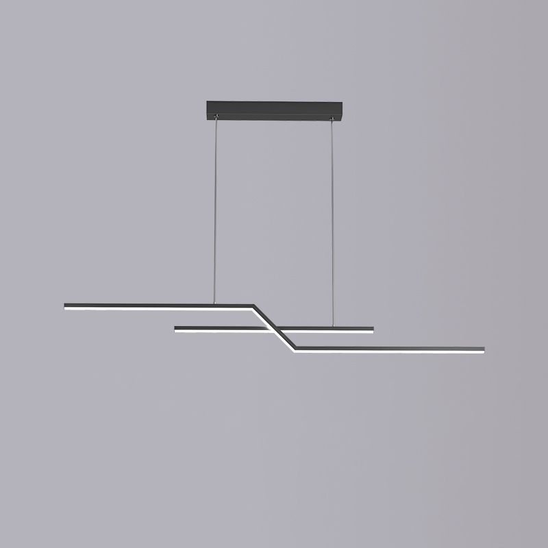 2 Light Linear Island Lights Contemporary Metal Island Pendants for Kitchen