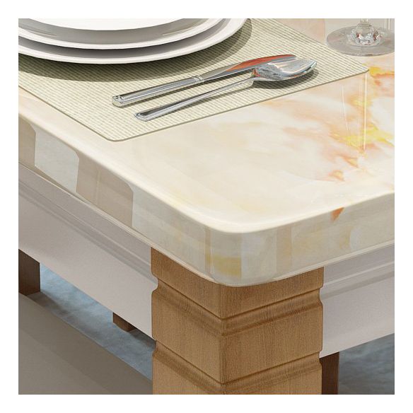 Modern Style Marble Dining Table Set Rectangular Dining Table with Solid Wood Base