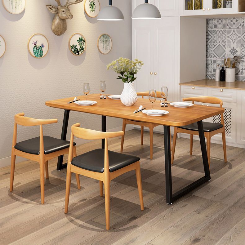 Industrial 1/2/5 Pieces Furniture Rectangle Solid Wood Dining Table Set in Brown