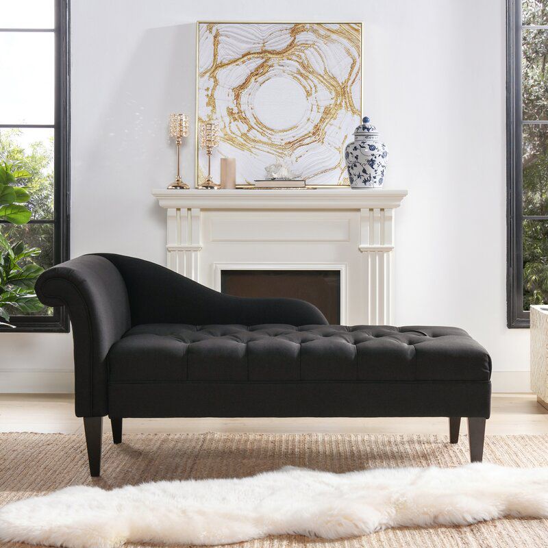 Modern Style Chaise Polyester Blend Chaise Lounge with Rolled Arms