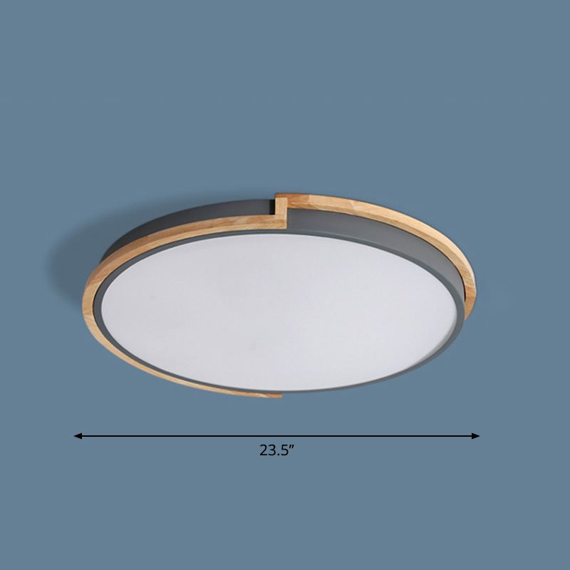 Nordic Disk LED-plafondlamp acryl slaapkamer inbouwlamp met houten frame