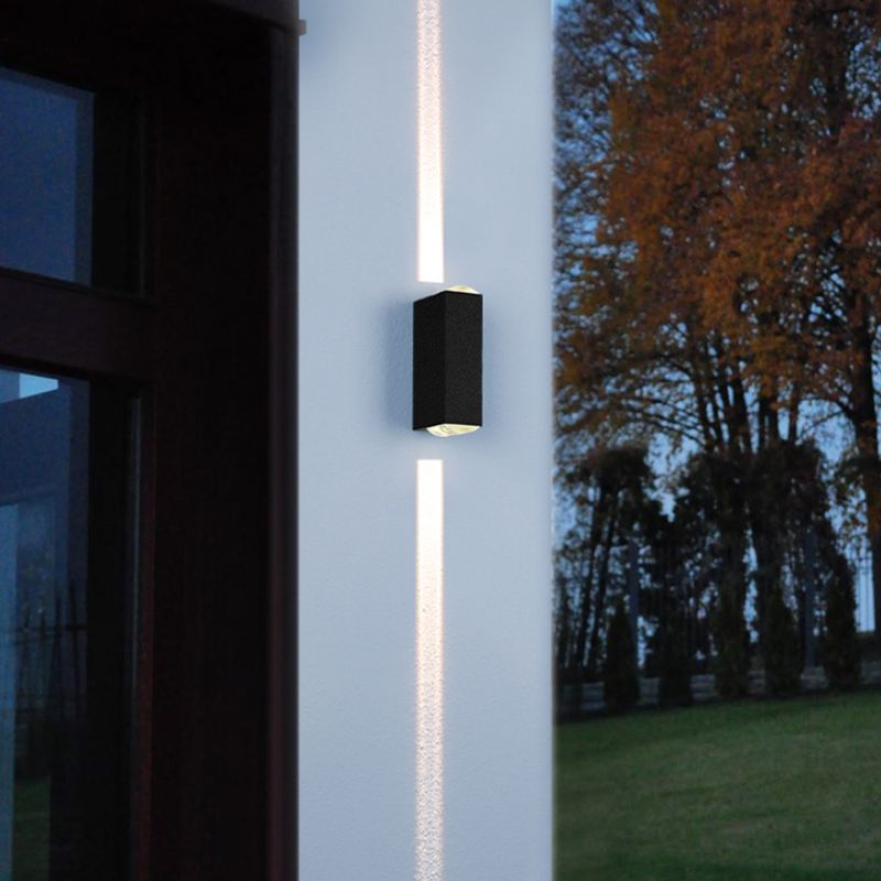 Modern Style Rectangular Wall Light Sconces Metal Multi Lights Wall Washer Sconce in Black