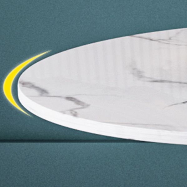 Glam Dinette Set with Leather Chairs 1/4/5 Pieces Glossy White Stone Dining Table Set