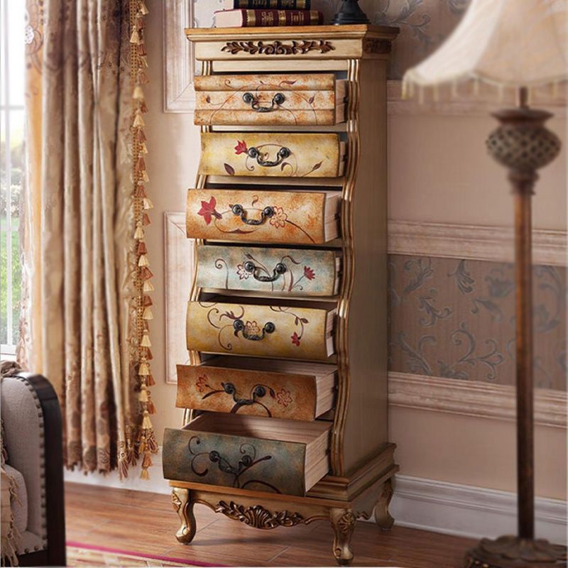 Traditional Style Storage Chest Vertical Solid Wood Storage Chest Dresser for Bedroom