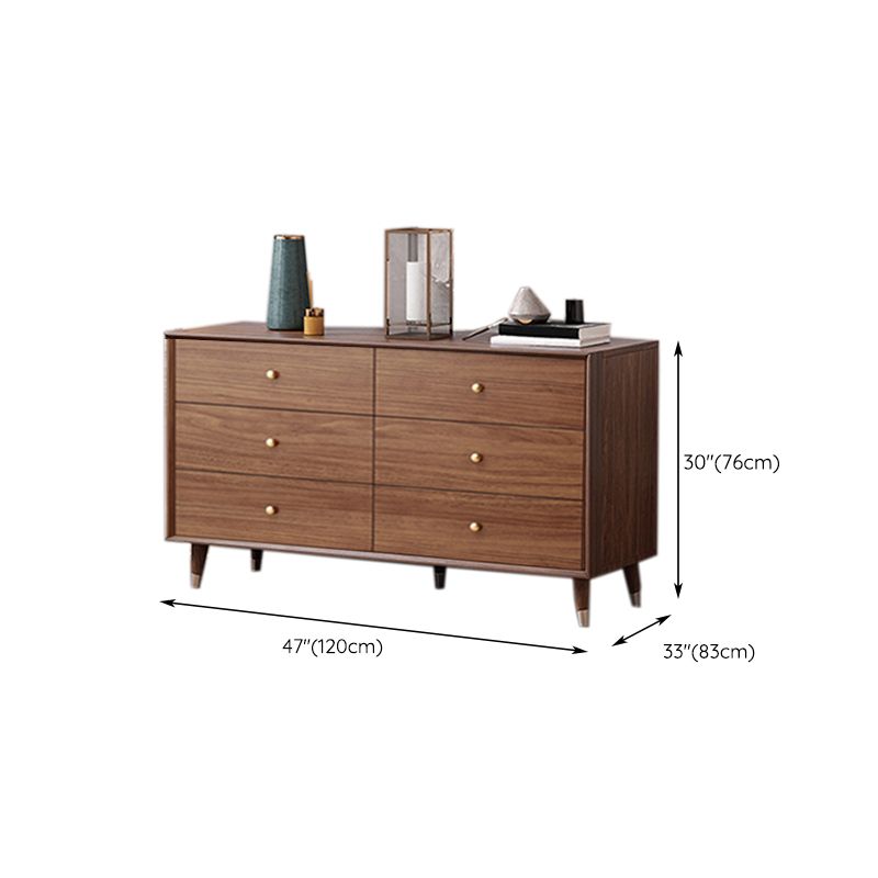 Glam Chest Bedroom Solid Wood Storage Chest in Brown with Drawers