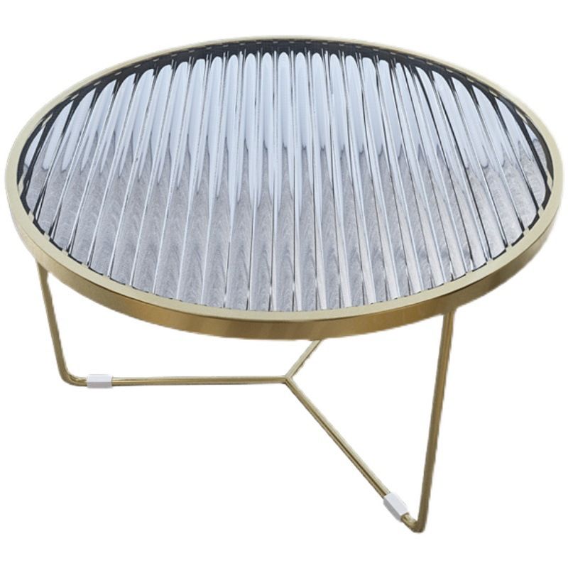 11.8" H Cross Legs Coffee Table Round Clear Glass Cocktail Table