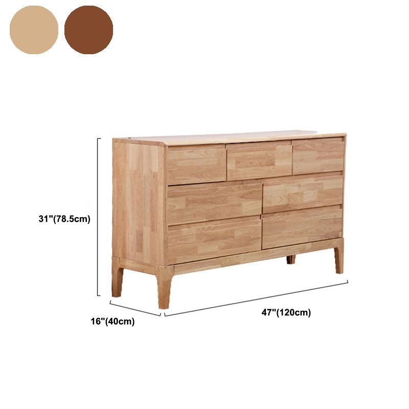 Contemporary Rubber Wood Chest Bedroom Storage Chest with Drawers